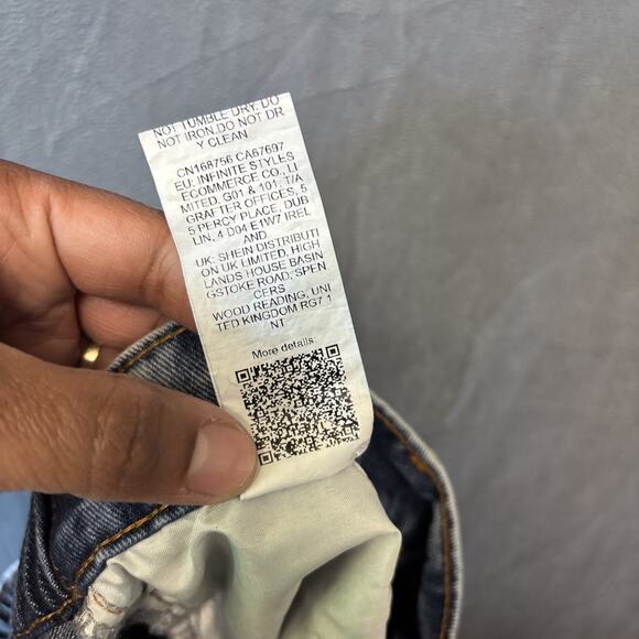 Shein Curve Distressed Mom Jeans Womens 2XL (actual 36x24.5) Blue Denim Zip Fly - Picture 6 of 12